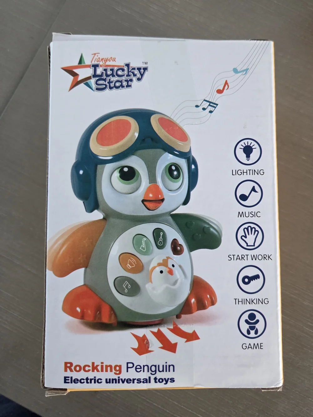 Lucky Star Rocking Penguin Educational Toy - Blue & Orange